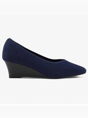 Arromic Knit Wedge Pump in Navy - Women's Comfortable Dress Wedge Size 8W